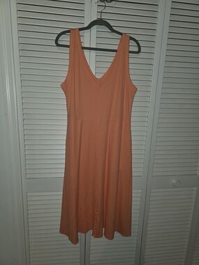 Women's Sleeveless V-Neck Orange Dress